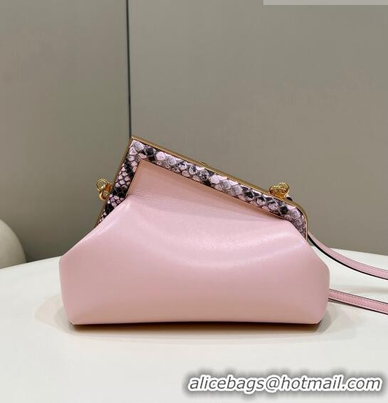 Good Taste Fendi First Small Leather Bag with Python-Look Printed F F0097 Light Pink 2023