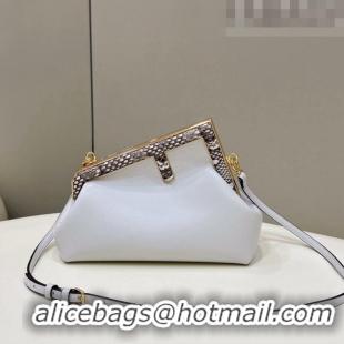 Traditional Specials Fendi First Small Leather Bag with Python-Look Printed F F0100 White 2023