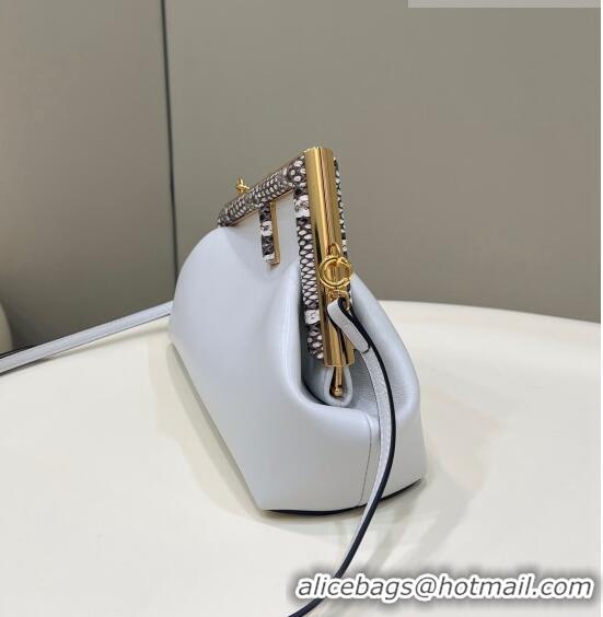 Traditional Specials Fendi First Small Leather Bag with Python-Look Printed F F0100 White 2023