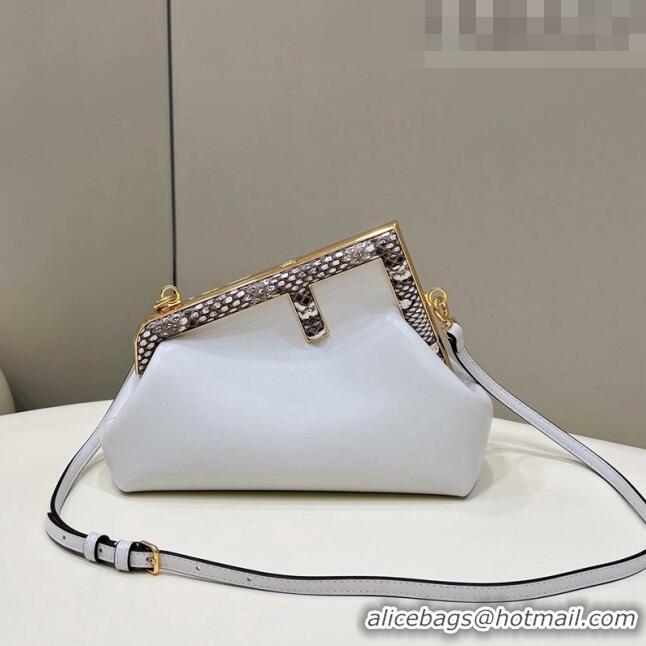 Traditional Specials Fendi First Small Leather Bag with Python-Look Printed F F0100 White 2023