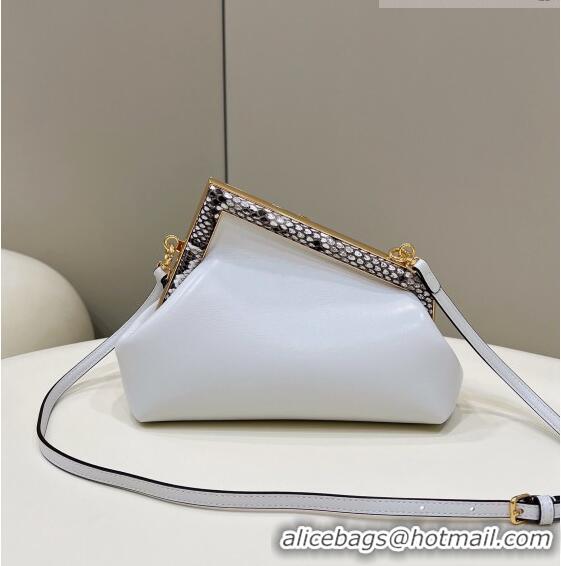 Traditional Specials Fendi First Small Leather Bag with Python-Look Printed F F0100 White 2023