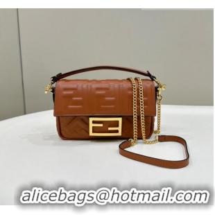 Top Quality Cheap Fendi Baguette Mini Nappa Leather Bag 0135AS Caramel Brown 2023