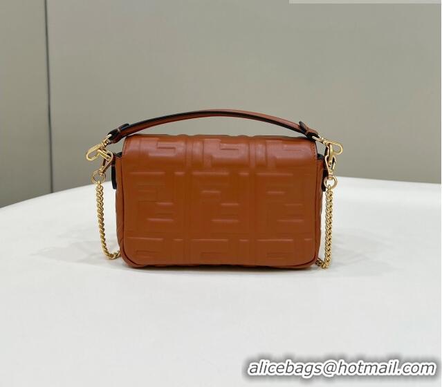 Top Quality Cheap Fendi Baguette Mini Nappa Leather Bag 0135AS Caramel Brown 2023