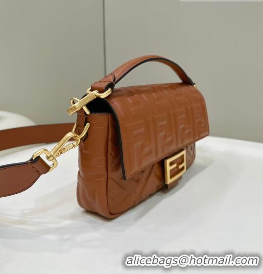 Top Quality Promotional Fendi Baguette Medium Nappa Leather Bag 0135AM Caramel Brown 2023