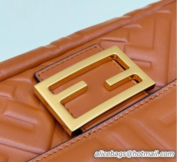 Top Quality Promotional Fendi Baguette Medium Nappa Leather Bag 0135AM Caramel Brown 2023