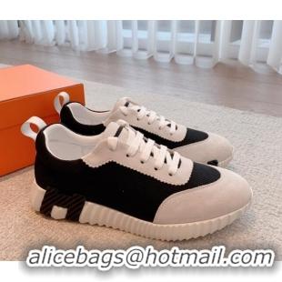 Affordable Price Hermes Bouncing Sneakers in Fabric and Suede Black 351102