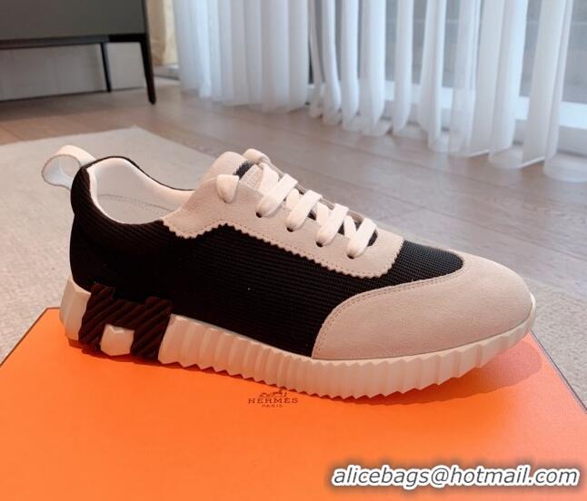 Affordable Price Hermes Bouncing Sneakers in Fabric and Suede Black 351102