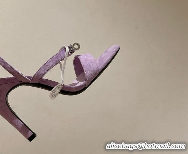 Duplicate Hermes Glamour Suede High Heel Sandals 9.5cm Purple 525097