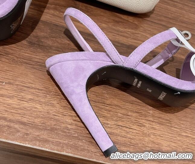 Duplicate Hermes Glamour Suede High Heel Sandals 9.5cm Purple 525097