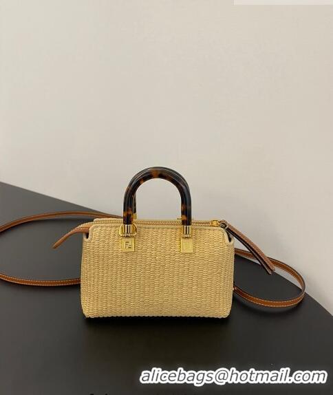 Good Looking Fendi By The Way Mini Boston Bag in Raffia Straw BF7118 eige/Brown 2023