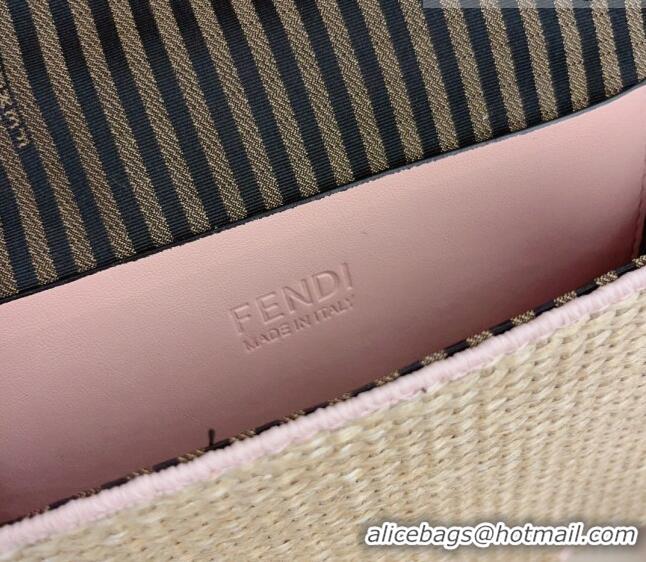 Buy Inexpensive Fendi Baguette Straw Bag F0708 Beige/Pink 2023