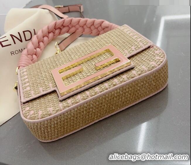 Buy Inexpensive Fendi Baguette Straw Bag F0708 Beige/Pink 2023