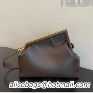 Reasonable Price Fendi First Medium Leather Bag 128L Coffee Brown 2023