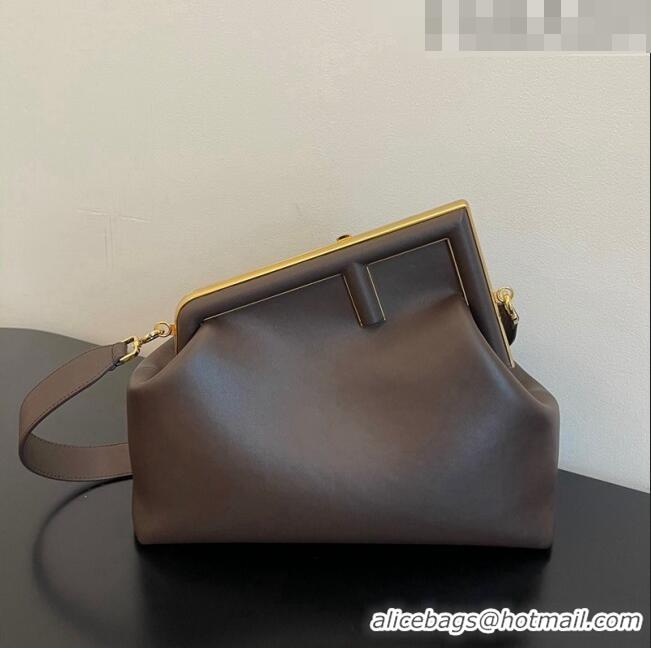 Reasonable Price Fendi First Medium Leather Bag 128L Coffee Brown 2023