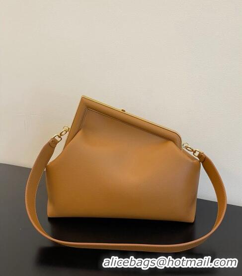 Popular Style Fendi First Medium Leather Bag 128L Tan Brown 2023