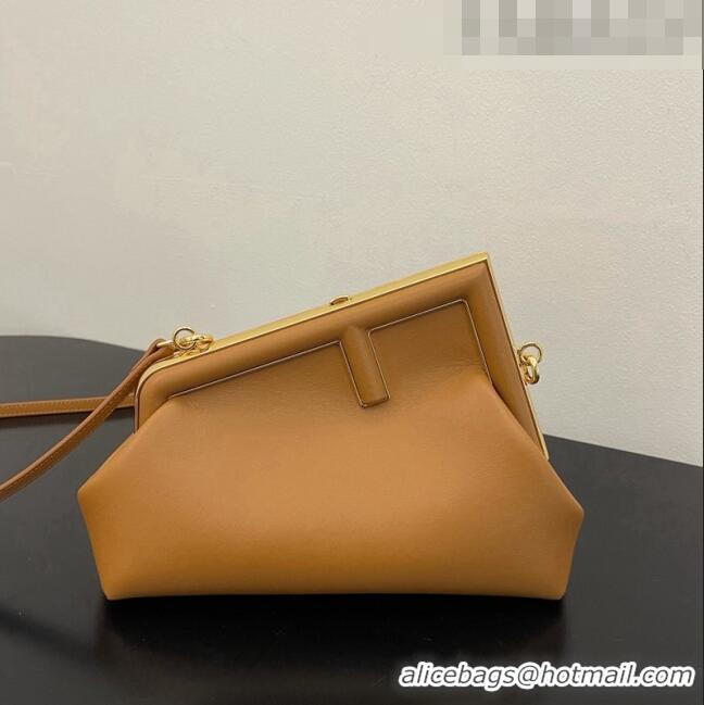 Spot Bulk Fendi First Small Leather Bag 128M Tan Brown 2023