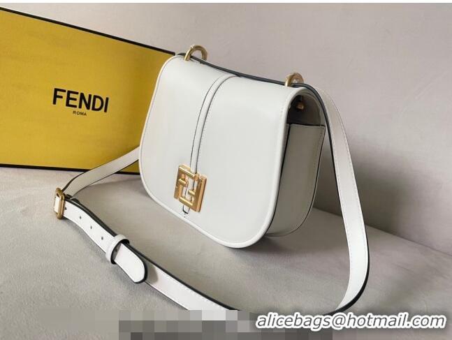 Pretty Style Fendi C' mon Medium Satchel Bag in Smooth and Full-grain Leather F1035 White 2023