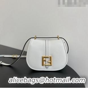 Fashion Cheapest Fendi C' mon Small Satchel Bag in Smooth and Full-grain Leather F1036 White 2023