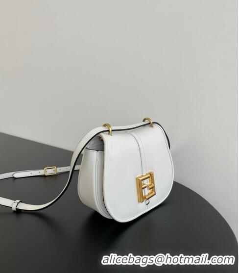 Fashion Cheapest Fendi C' mon Small Satchel Bag in Smooth and Full-grain Leather F1036 White 2023