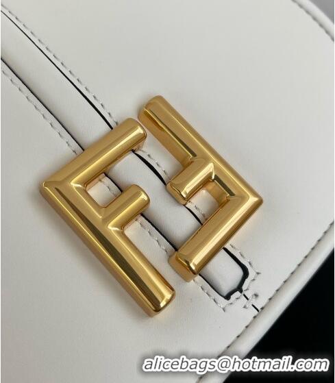 Fashion Cheapest Fendi C' mon Small Satchel Bag in Smooth and Full-grain Leather F1036 White 2023