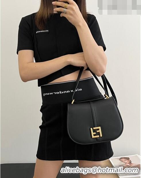 Famous Brand Fendi C' mon Medium Satchel Bag in Smooth and Full-grain Leather F1035 Black 2023