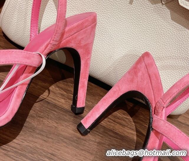 Grade Quality Hermes Glamour Suede High Heel Sandals 9.5cm Pink 525101