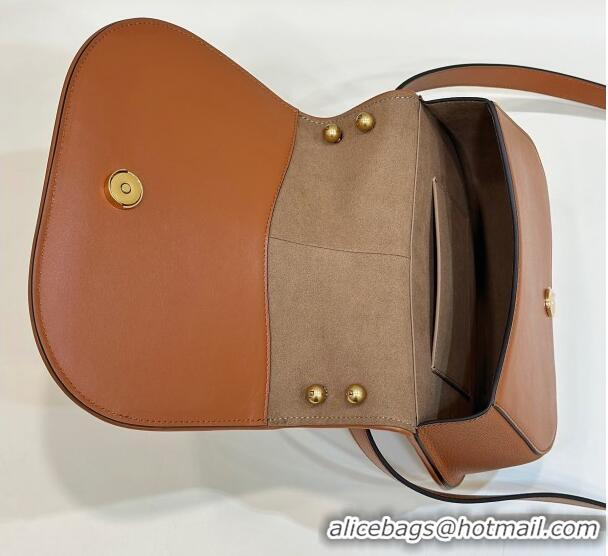 Grade Quality Fendi C' mon Medium Satchel Bag in Smooth and Full-grain Leather F1035 Caramel Brown 2023