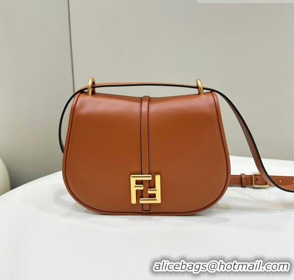 Grade Quality Fendi C' mon Medium Satchel Bag in Smooth and Full-grain Leather F1035 Caramel Brown 2023