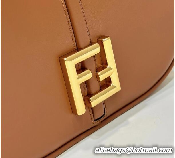 Grade Quality Fendi C' mon Medium Satchel Bag in Smooth and Full-grain Leather F1035 Caramel Brown 2023