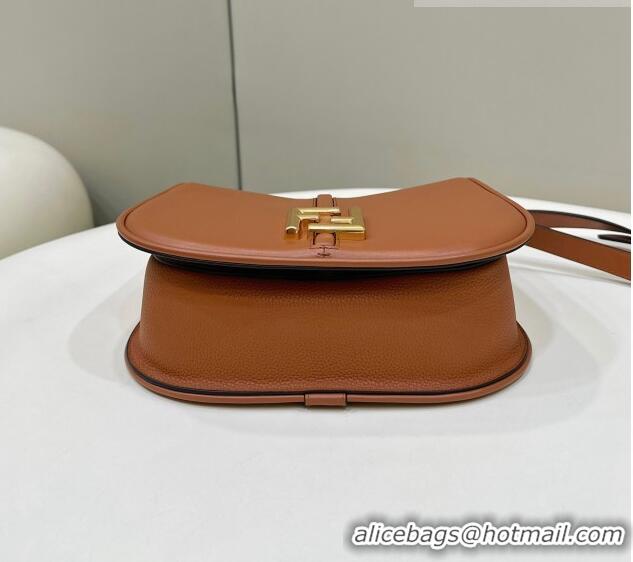 Grade Quality Fendi C' mon Medium Satchel Bag in Smooth and Full-grain Leather F1035 Caramel Brown 2023