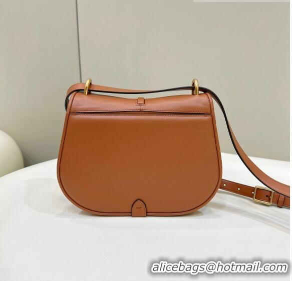 Grade Quality Fendi C' mon Medium Satchel Bag in Smooth and Full-grain Leather F1035 Caramel Brown 2023