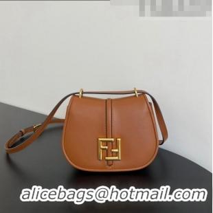 Luxury Cheap Fendi C' mon Small Satchel Bag in Smooth and Full-grain Leather F1036 Caramel Brown 2023