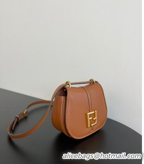 Luxury Cheap Fendi C' mon Small Satchel Bag in Smooth and Full-grain Leather F1036 Caramel Brown 2023