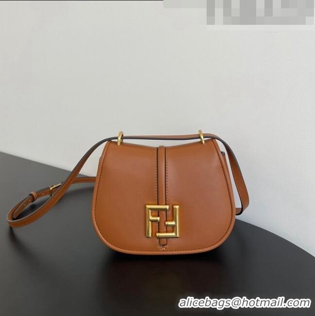 Luxury Cheap Fendi C' mon Small Satchel Bag in Smooth and Full-grain Leather F1036 Caramel Brown 2023