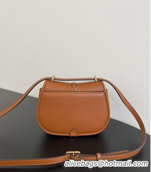 Luxury Cheap Fendi C' mon Small Satchel Bag in Smooth and Full-grain Leather F1036 Caramel Brown 2023