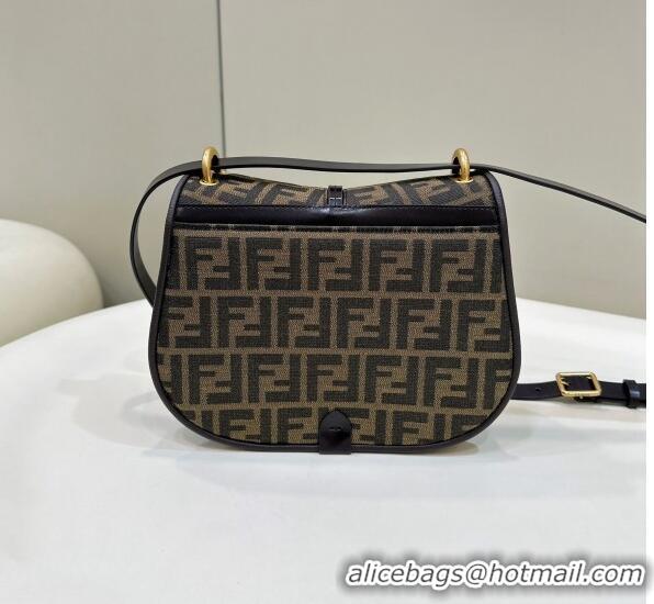 Unique Style Fendi C' mon Medium Satchel Bag in Brown FF F1035 Jacquard Fabric 2023