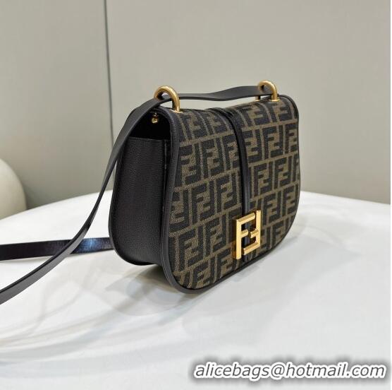 Unique Style Fendi C' mon Medium Satchel Bag in Brown FF F1035 Jacquard Fabric 2023