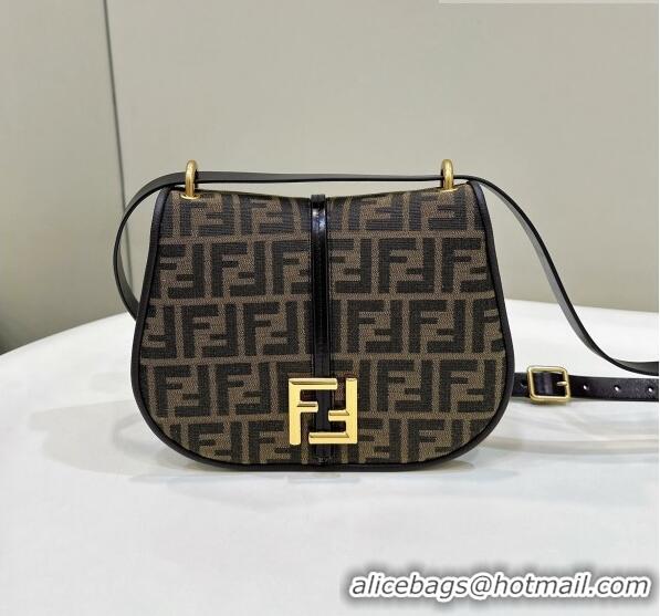 Unique Style Fendi C' mon Medium Satchel Bag in Brown FF F1035 Jacquard Fabric 2023