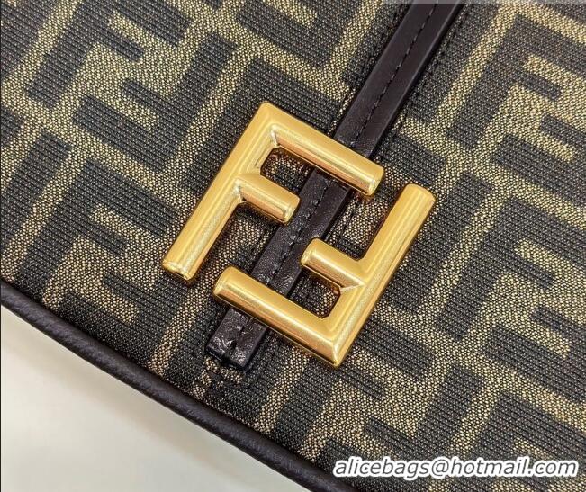 Unique Style Fendi C' mon Medium Satchel Bag in Brown FF F1035 Jacquard Fabric 2023