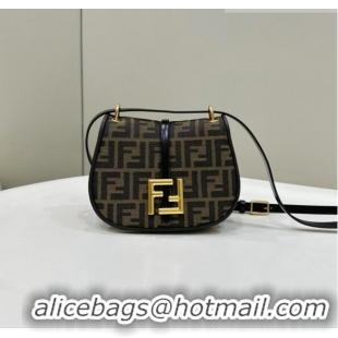 Top Grade Fendi C' mon Small Satchel Bag in Brown FF F1036 Jacquard Fabric 2023