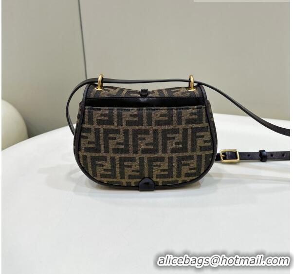 Top Grade Fendi C' mon Small Satchel Bag in Brown FF F1036 Jacquard Fabric 2023