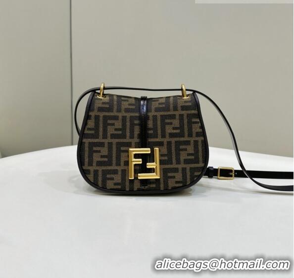 Top Grade Fendi C' mon Small Satchel Bag in Brown FF F1036 Jacquard Fabric 2023