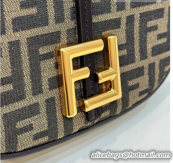 Top Grade Fendi C' mon Small Satchel Bag in Brown FF F1036 Jacquard Fabric 2023