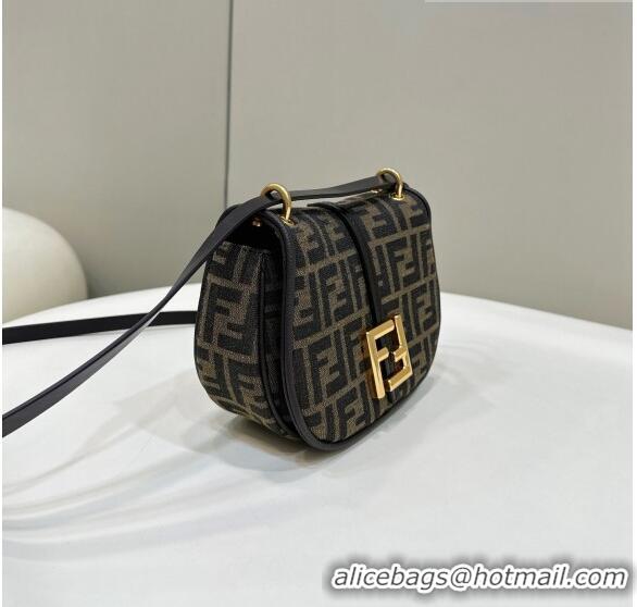 Top Grade Fendi C' mon Small Satchel Bag in Brown FF F1036 Jacquard Fabric 2023