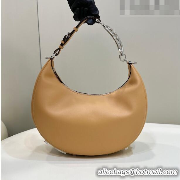 Discount Fendi Fendigraphy Small Hobo Bag in Leather 80056M Apricot 2023 TOP