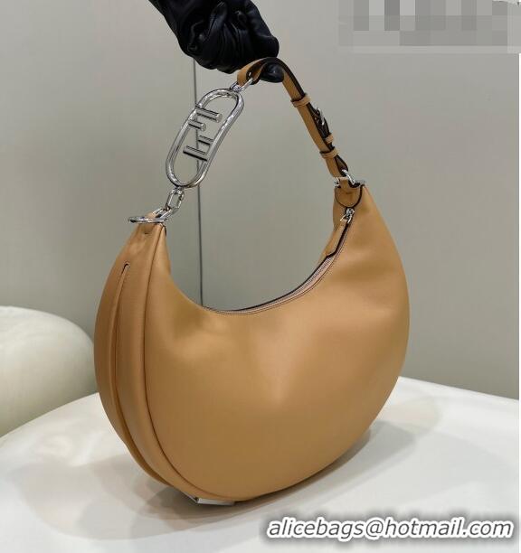 Discount Fendi Fendigraphy Small Hobo Bag in Leather 80056M Apricot 2023 TOP