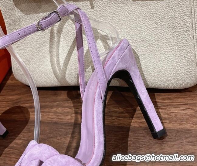 Good Quality Hermes Gala Suede High Heel Sandals 10.5cm Purple 525110