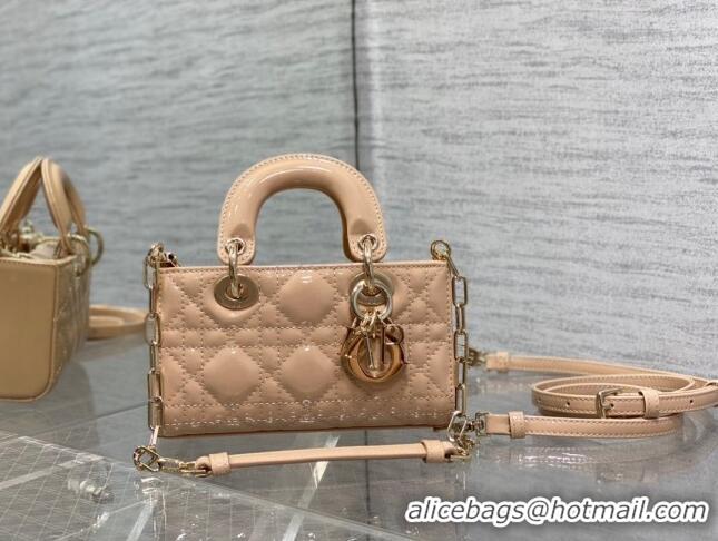 Luxurious Dior Lady D-Joy Micro Bag in Patent Leather CD1406 Nude Pink 2023