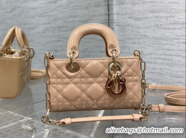 Luxurious Dior Lady D-Joy Micro Bag in Patent Leather CD1406 Nude Pink 2023