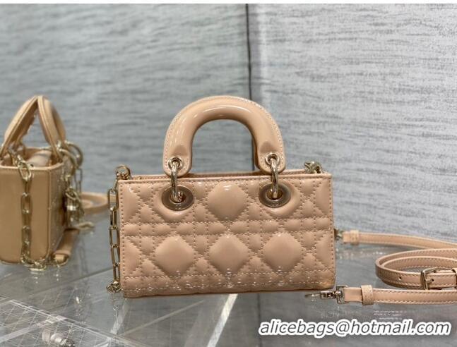 Luxurious Dior Lady D-Joy Micro Bag in Patent Leather CD1406 Nude Pink 2023